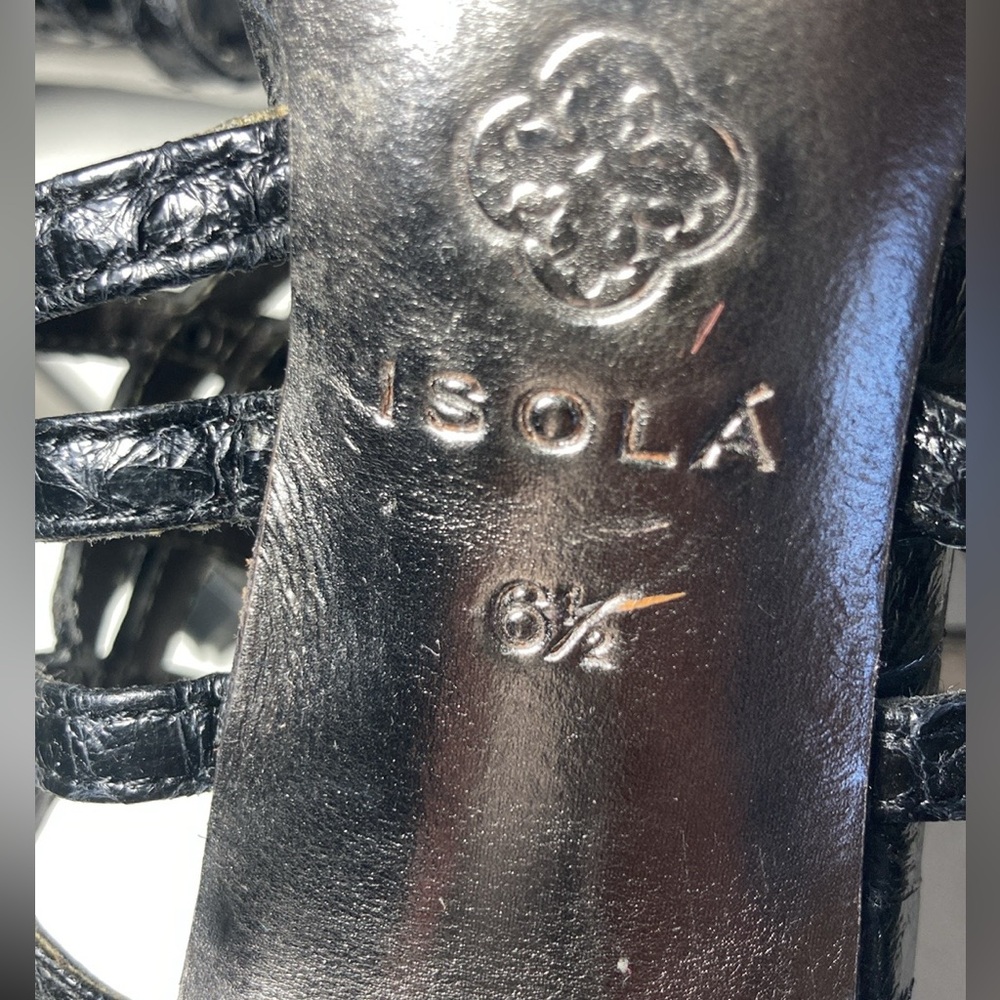 Isola black studded cage sandals heels, 6 1/2 - Picture 8 of 9